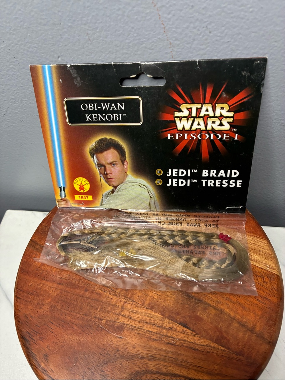 1999 Star Wars Episode I Obi-Wan Kenobi Jedi Braid Rubie’s #1647 NOS